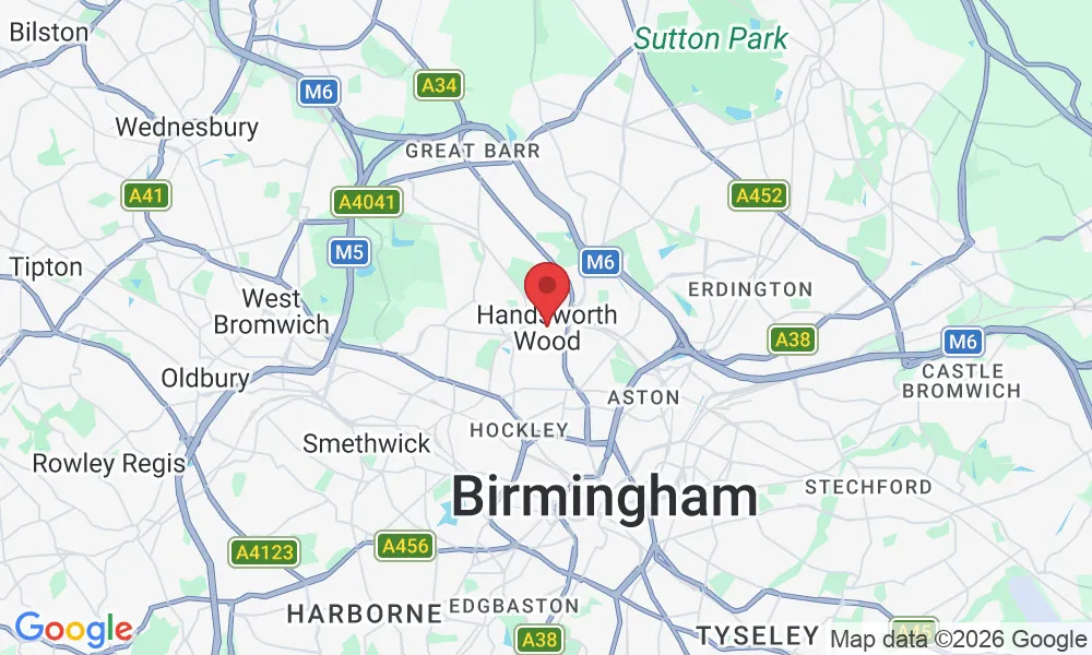 Map showing Handsworth Wood, Birmingham B20 3NS, UK