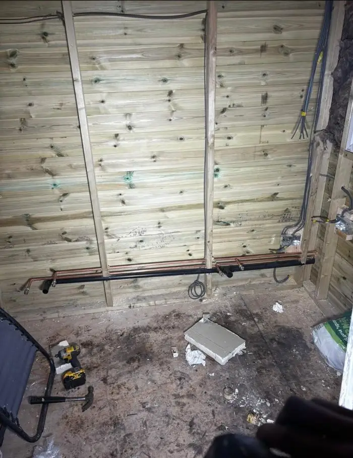 Pipework under a floor during a job by NDO Plumbing & Gas